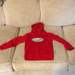 Nike Red Kids Hoodie with Silver Oval Swoosh